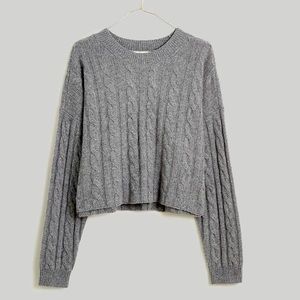 Madewell Cashmere Cable-Knit Crop Sweater M